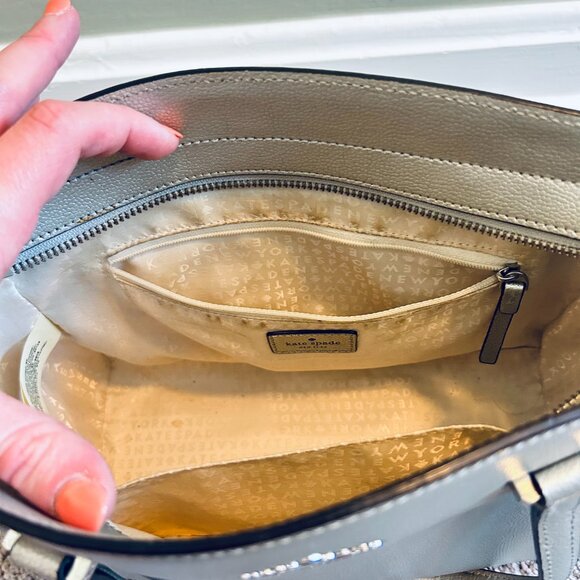 Kate Spade Small Geraldine Purse Silver Patterson Drive Bag Leather Handbag Work - Picture 5 of 9